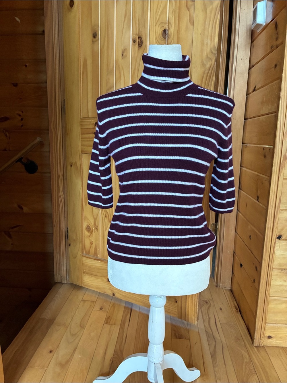 Madewell ribbed turtle neck tee in merino wool Lambswool